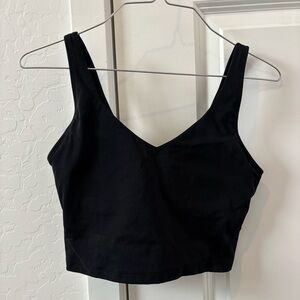 2bella Black Stretch Nylon V-neck Pull Over Sports Bra Tank Top